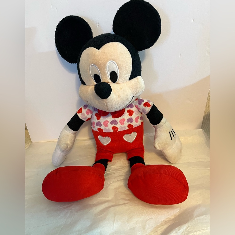 DISNEY VALENTINES DAY 19”RED/PINK MICKEY MOUSE PLUSH STUFFED TOY CARTOON HEARTS